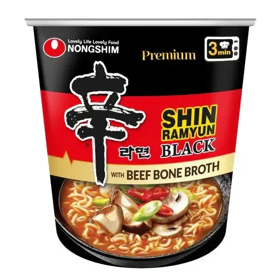 Nongshim, Shin Black Premium Noodle Soup Cups, Spicy, 3.5 oz, 8-Count - USA MEGA SHOP