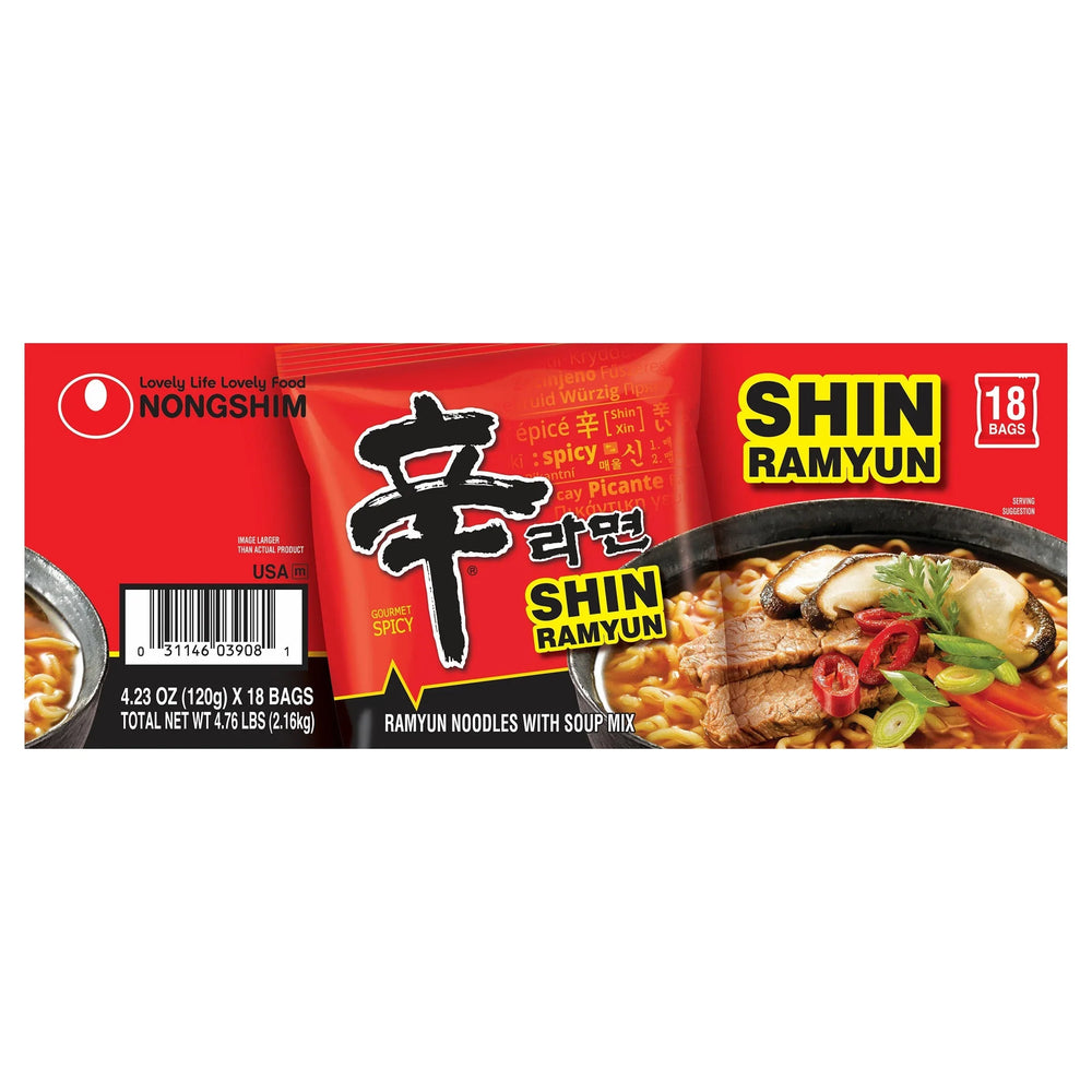 Nongshim, Shin Ramyun Noodle Soup, 4.2 oz, 18-Count - USA MEGA SHOP