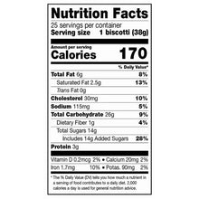 Nutrition Facts panel for biscotti, serving size 1 piece