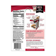 Nonni's Cioccolati biscotti back panel with Nutrition Facts and product info