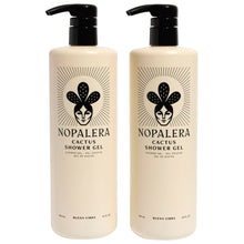 Nopalera cactus shower gel bottles, beige with black pump, 24 oz 2-pack
