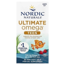 Nordic Naturals Ultimate Omega Teen fish oil pouch, strawberry, 60 mini soft gels