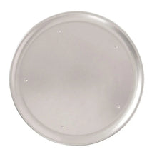 Round pizza pan lid-style, stainless steel, smooth top with small raised screw points