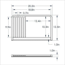 Dual grill griddle size diagram with ridged grill side and flat griddle side