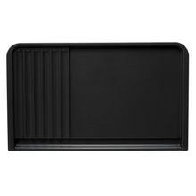 Black dual-top grill griddle base with ridged grilling zone and drip channel
