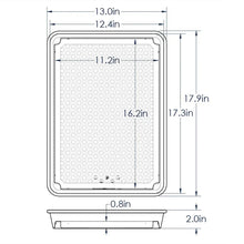 Oven crisping pan and rack dimensions diagram with measurements