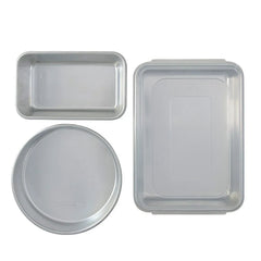 Nordic Ware Naturals Set: 9" x 13" Cake Pan with Lid, 9" Round Cake Pan, 1.5 lb. Loaf Pan