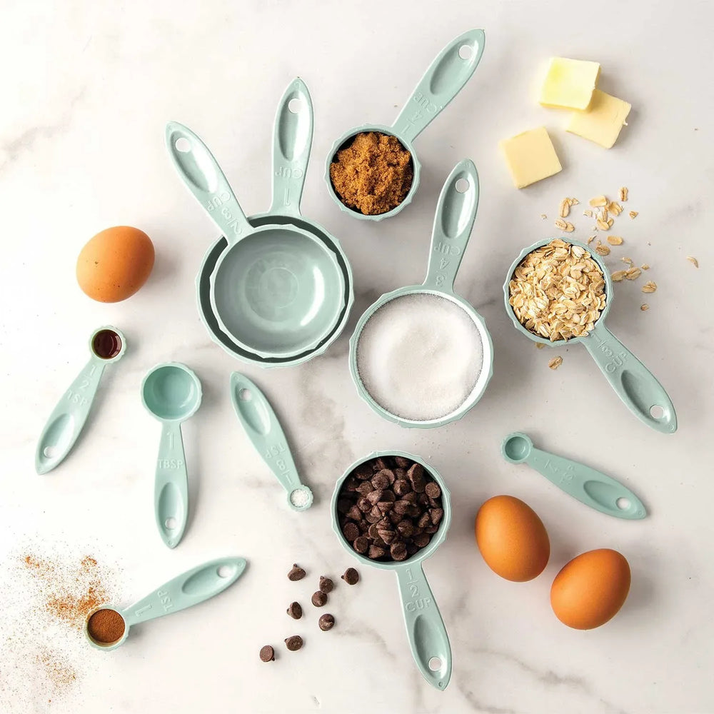 Nordic Ware Sea Glass Blue Measuring Cups and Measuring Spoons Set - USA MEGA SHOP