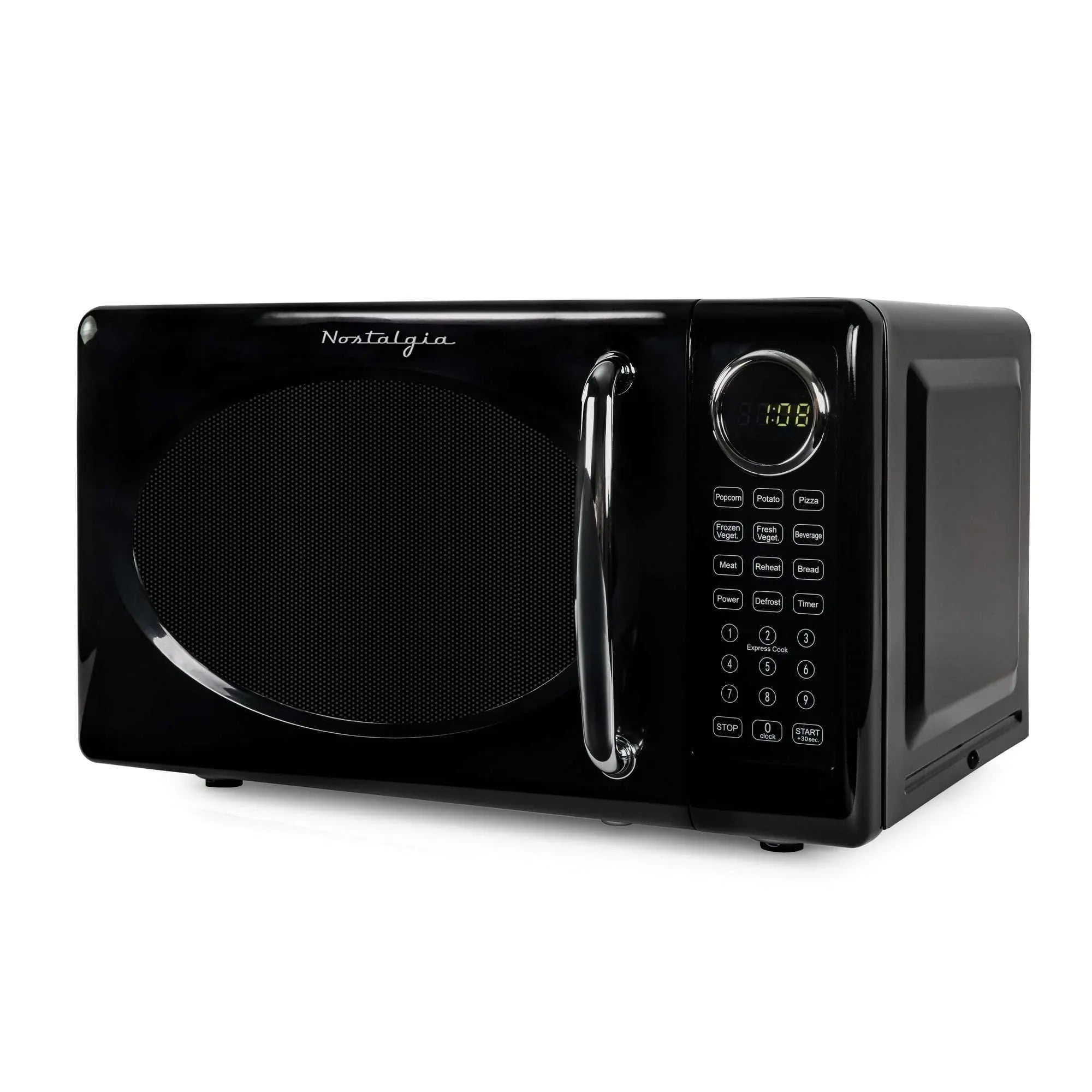 Nostalgia Retro Microwave Oven - 0.7 Cu Ft & 700-Watt Countertop Microwave with Glass Turntable, Child Safety Lock, 8 Auto-Cook Programs & Digital Clock - Aqua - USA MEGA SHOP