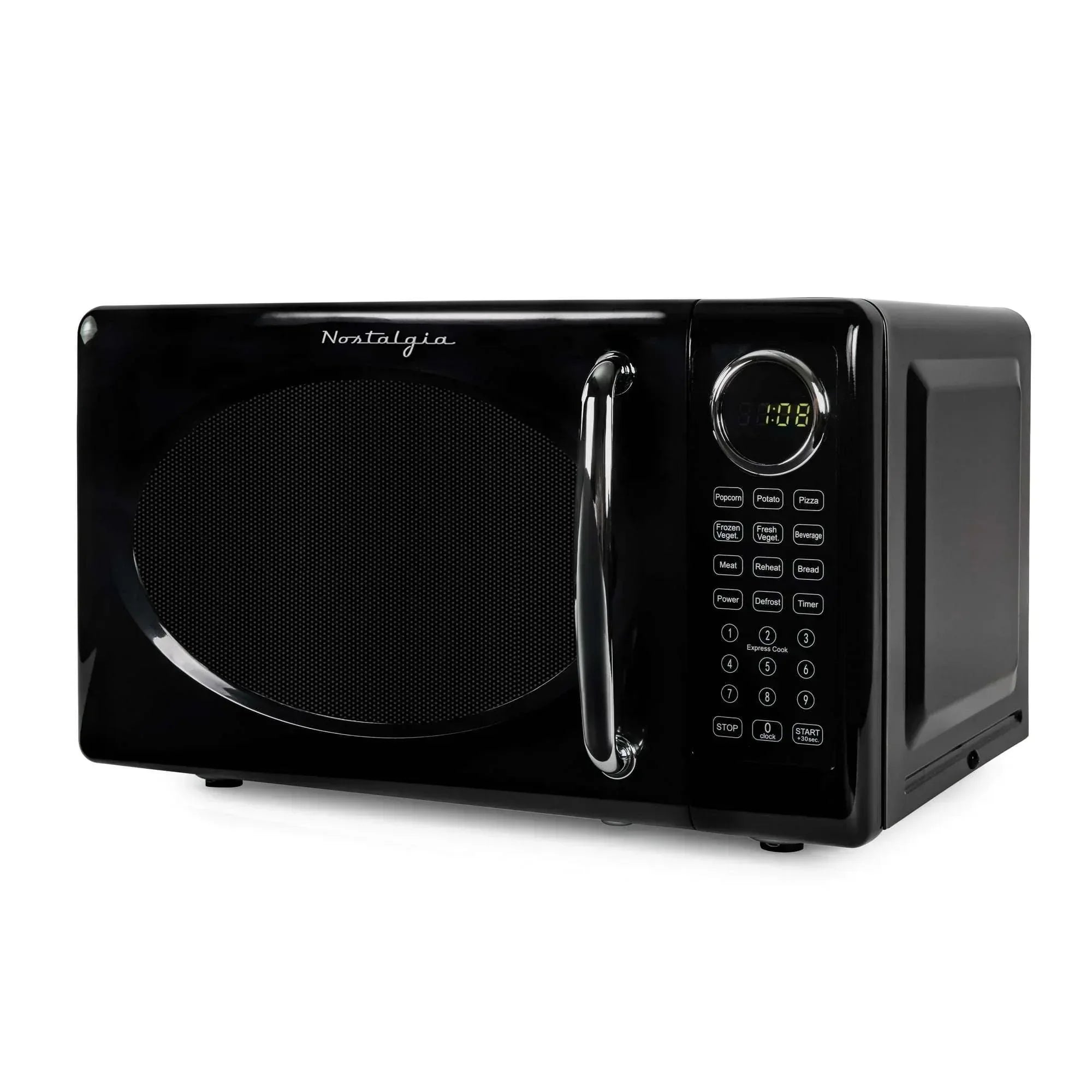 Nostalgia Retro Microwave Oven - 0.7 Cu Ft & 700-Watt Countertop Microwave with Glass Turntable, Child Safety Lock, 8 Auto-Cook Programs & Digital Clock - Aqua