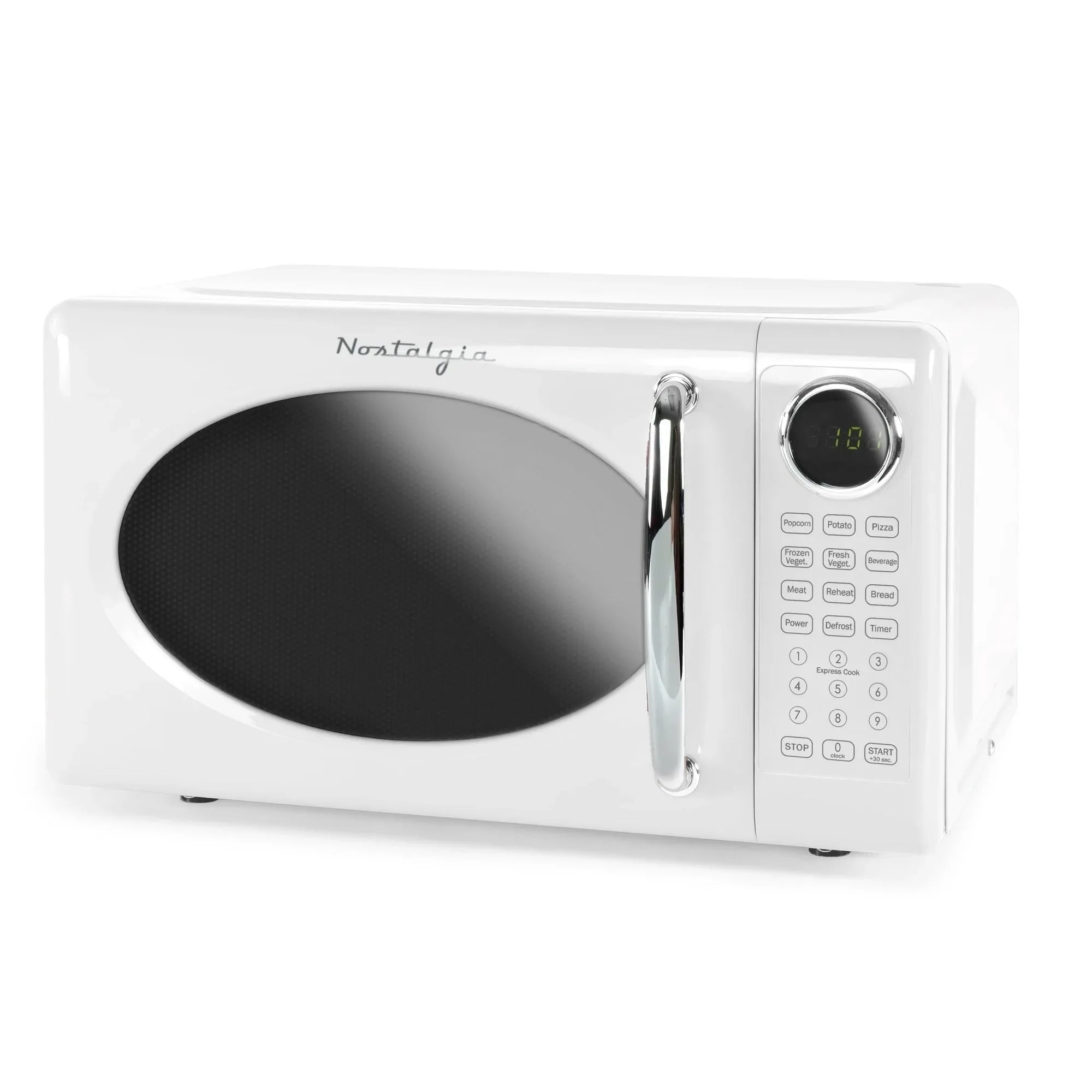 Nostalgia Retro Microwave Oven - 0.7 Cu Ft & 700-Watt Countertop Microwave with Glass Turntable, Child Safety Lock, 8 Auto-Cook Programs & Digital Clock - Aqua - USA MEGA SHOP