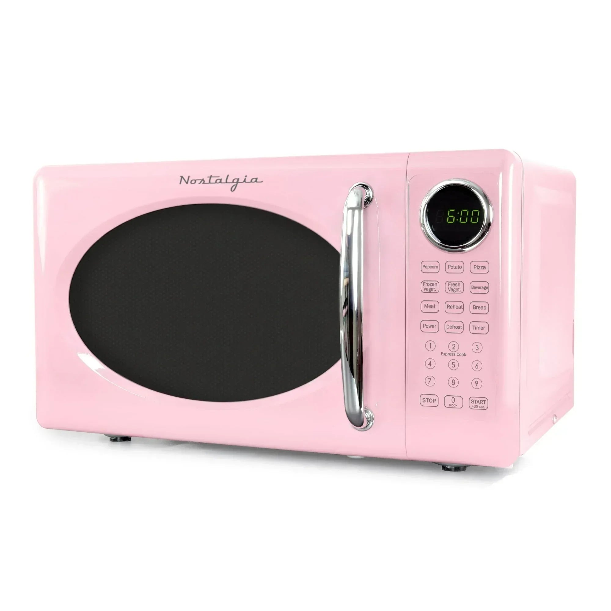 Nostalgia Retro Microwave Oven - 0.7 Cu Ft & 700-Watt Countertop Microwave with Glass Turntable, Child Safety Lock, 8 Auto-Cook Programs & Digital Clock - Aqua