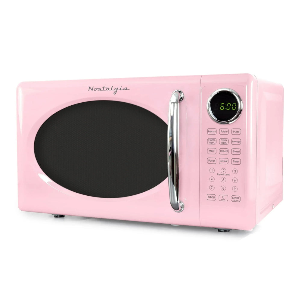 Nostalgia Retro Microwave Oven - 0.7 Cu Ft & 700-Watt Countertop Microwave with Glass Turntable, Child Safety Lock, 8 Auto-Cook Programs & Digital Clock - Aqua - USA MEGA SHOP