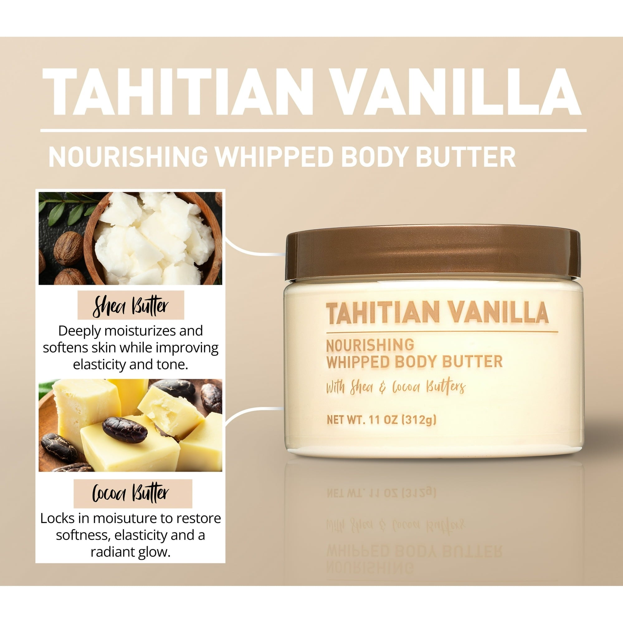 Nourishing Whipped Body Butter, Tahitian Vanilla, 11 oz