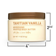 Tahitian Vanilla whipped body butter jar with size dimensions indicated