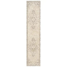 Antiqua runner rug with vintage-inspired motif and muted gray and ivory tones