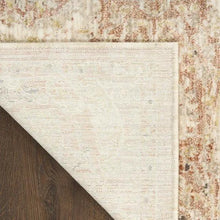 Runner rug corner with beige backing and stitched border detail