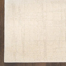 Cream runner rug with low, grid-like woven pattern across the surface