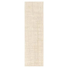 Ivory runner rug with allover textured pattern and clean rectangular edges