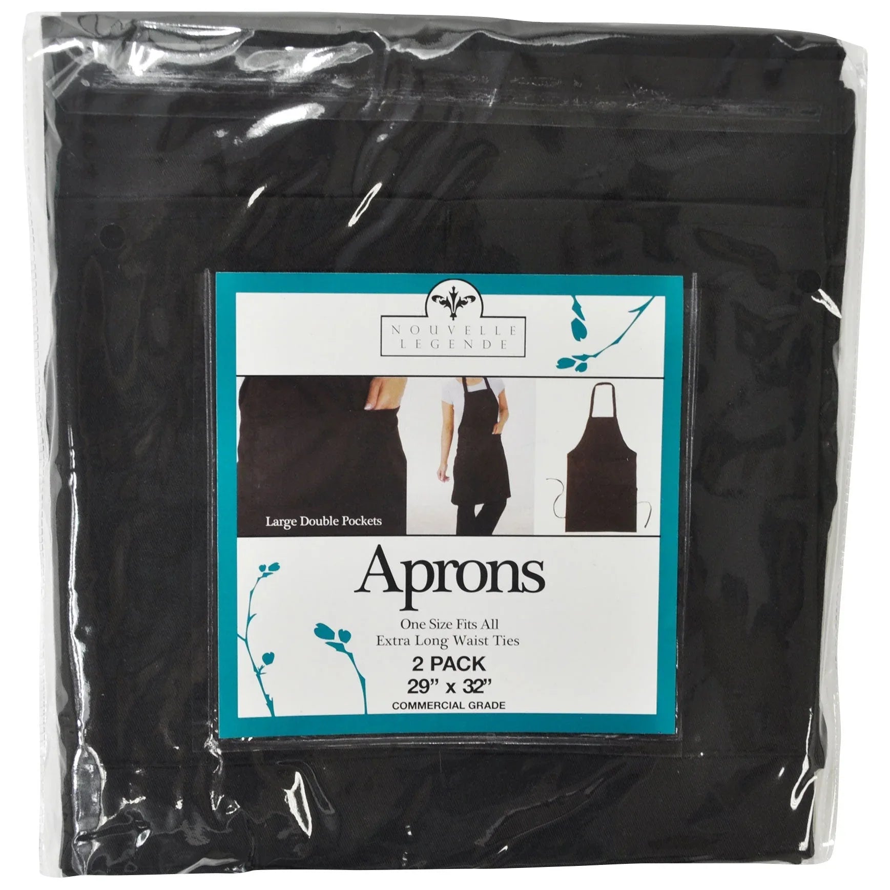 Nouvelle Legende Commercial Grade Apron, Black, 29 in x 32 in, 2-count - USA MEGA SHOP