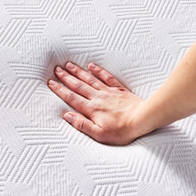 Cooling gel memory foam mattress topper surface pressed by hand