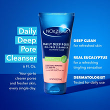 Face wash tube with blue cap, blue/pink body; eucalyptus leaf graphic on label