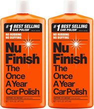 Nu Finish liquid car polish bottles, orange label, 16 fl oz each, pack of 2