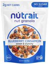 NuTrail nut granola bag, blueberry cinnamon, no sugar added, gluten free