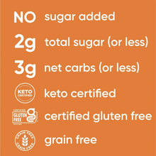 No sugar added label for low carb keto nut granola, keto certified