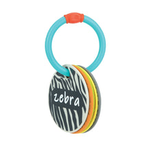 Silicone animal teether ring with zebra card and rainbow rim