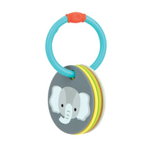 Silicone animal teether ring with elephant face and rainbow layered edge