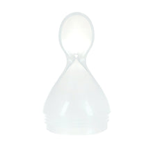 Clear and white silicone infant squeeze feeder top with spout