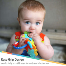 Baby biting multicolor teether keys with blue ring and green gel pieces