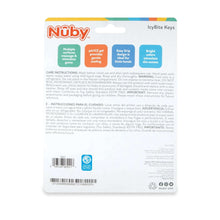 Baby teether packaging back panel with barcode and product information