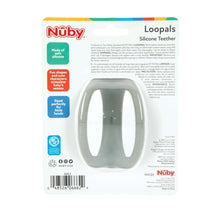 Gray Nuby Loopals silicone teether in blister package