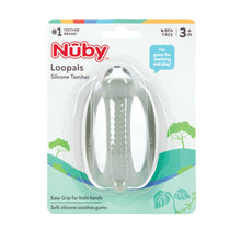 Nuby Loopals gray silicone teether package with sloth face