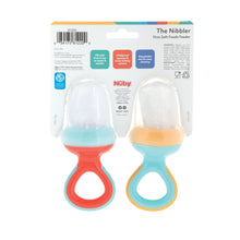 Nuby Nibbler feeder 2-pack packaging with two mesh-topped silicone handles