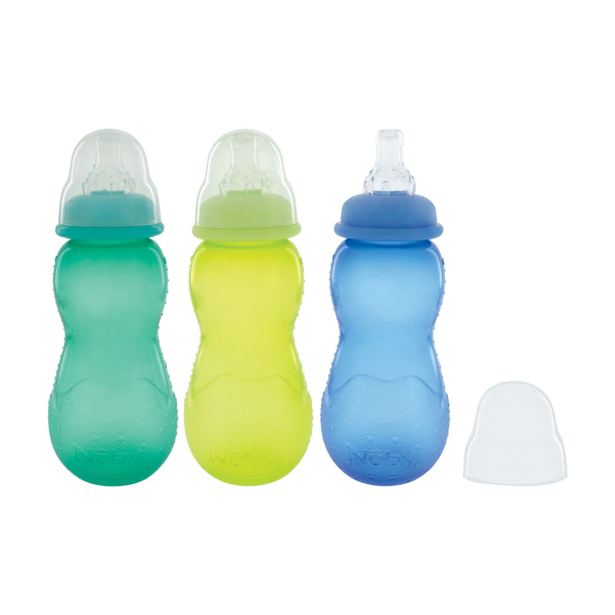 Nuby Non-Drip Standard Neck Bottle for Infants, 10 fl oz, 3 Count, Multicolor BottlesNuby Non-Drip Standard Neck Bottle for Infants, 10 fl oz, 3 Count, Multicolor Bottles