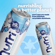 Two vanilla protein milk shake cans; made from infinitely recyclable aluminum