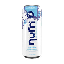 Vanilla milk shake can with 30g protein and 1g sugar on front