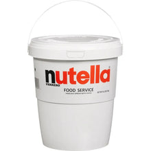 Nutella food service hazelnut spread tub with cocoa, white lid and label