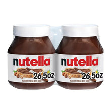 Nutella hazelnut spread jars, 2-pack, brown jars with white lids