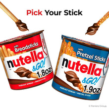 Nutella & GO! spread cups with breadsticks and pretzel sticks, two-pack on white