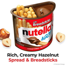 Nutella & GO! hazelnut spread cup with breadsticks, cutout view of spread and sticks