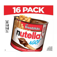 Nutella & Go! snack cup 16-pack with hazelnut spread and breadsticks, front view