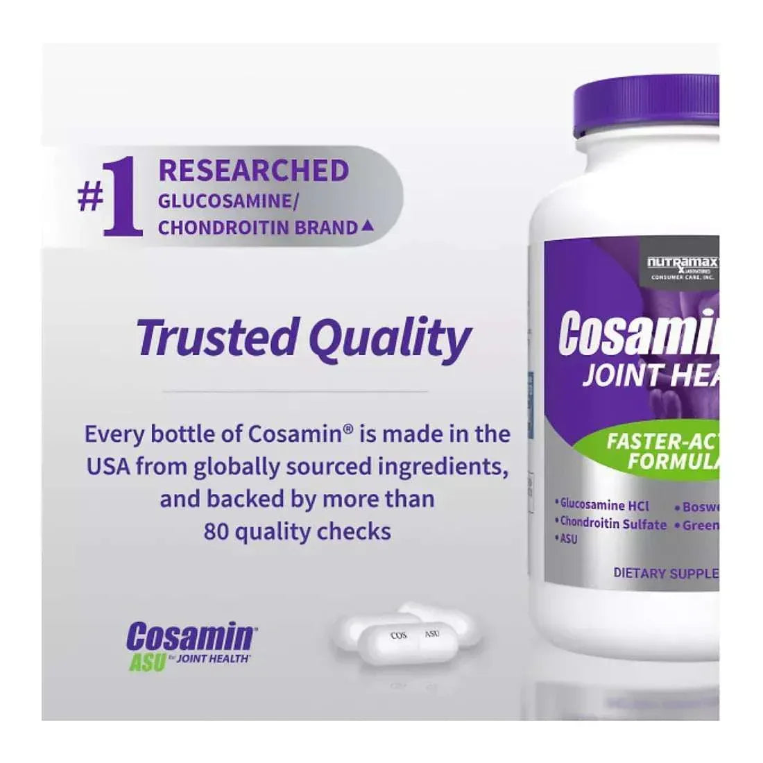 Nutramax Cosamin ASU Joint Health Supplement with Glucosamine, Chondroitin & ASU, 230 Count