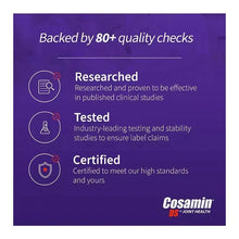Supplement label card stating research, tested, and certified quality checks