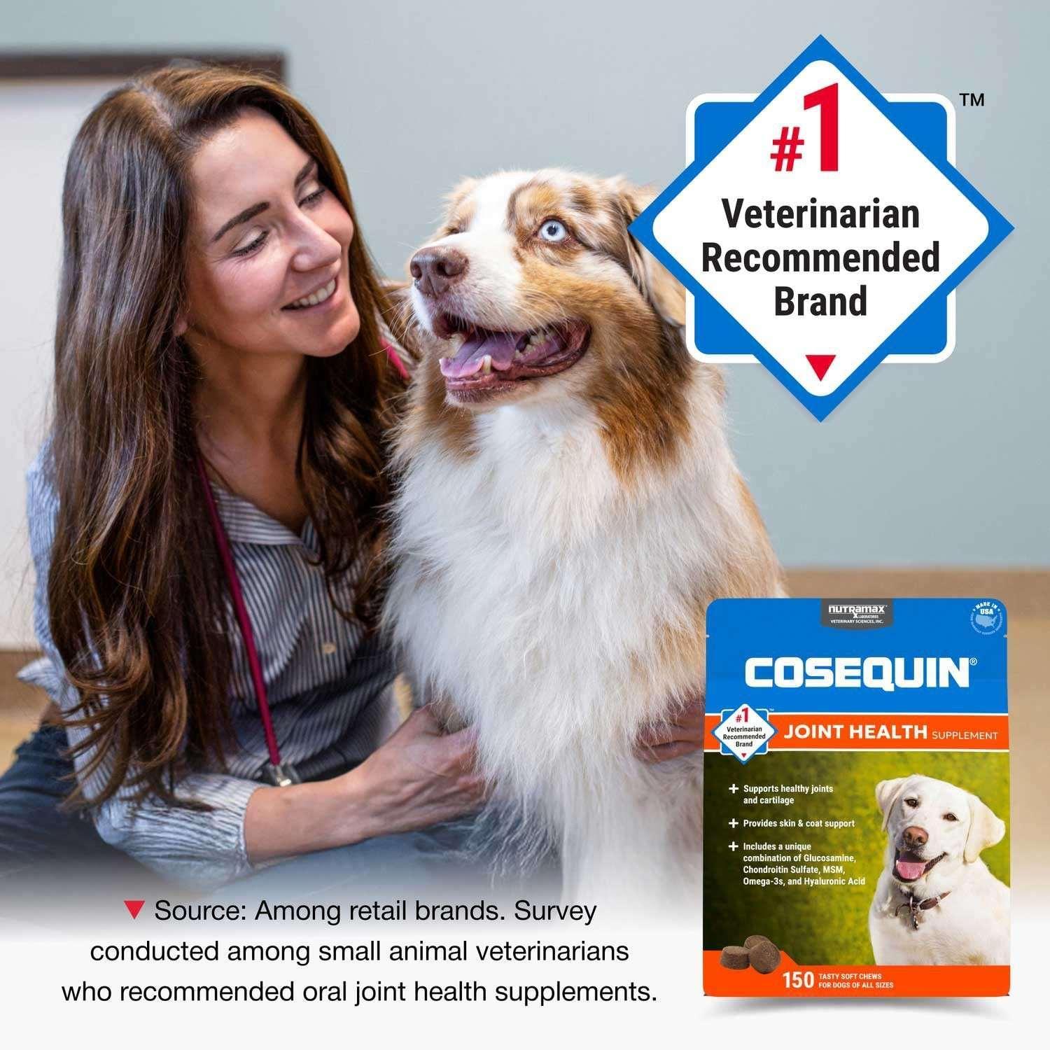 Nutramax Cosequin Joint Health Supplement for Dogs with Glucosamine, Chondroitin, MSM, Omega-3's and HA, 150 Soft Chews
