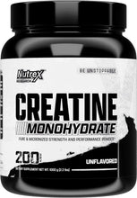 Creatine Monohydrate supplement tub, black label, unflavored
