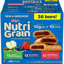 Breakfast bars variety pack box with 3 flavor labels and stacked bar images